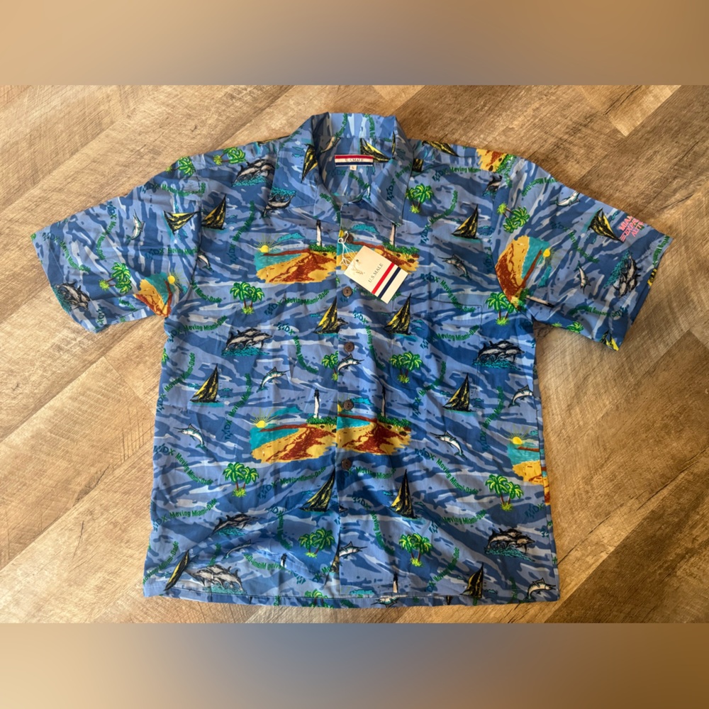 Vintage U.S.Male size LARGE short sleeve shirt,island/sailing theme